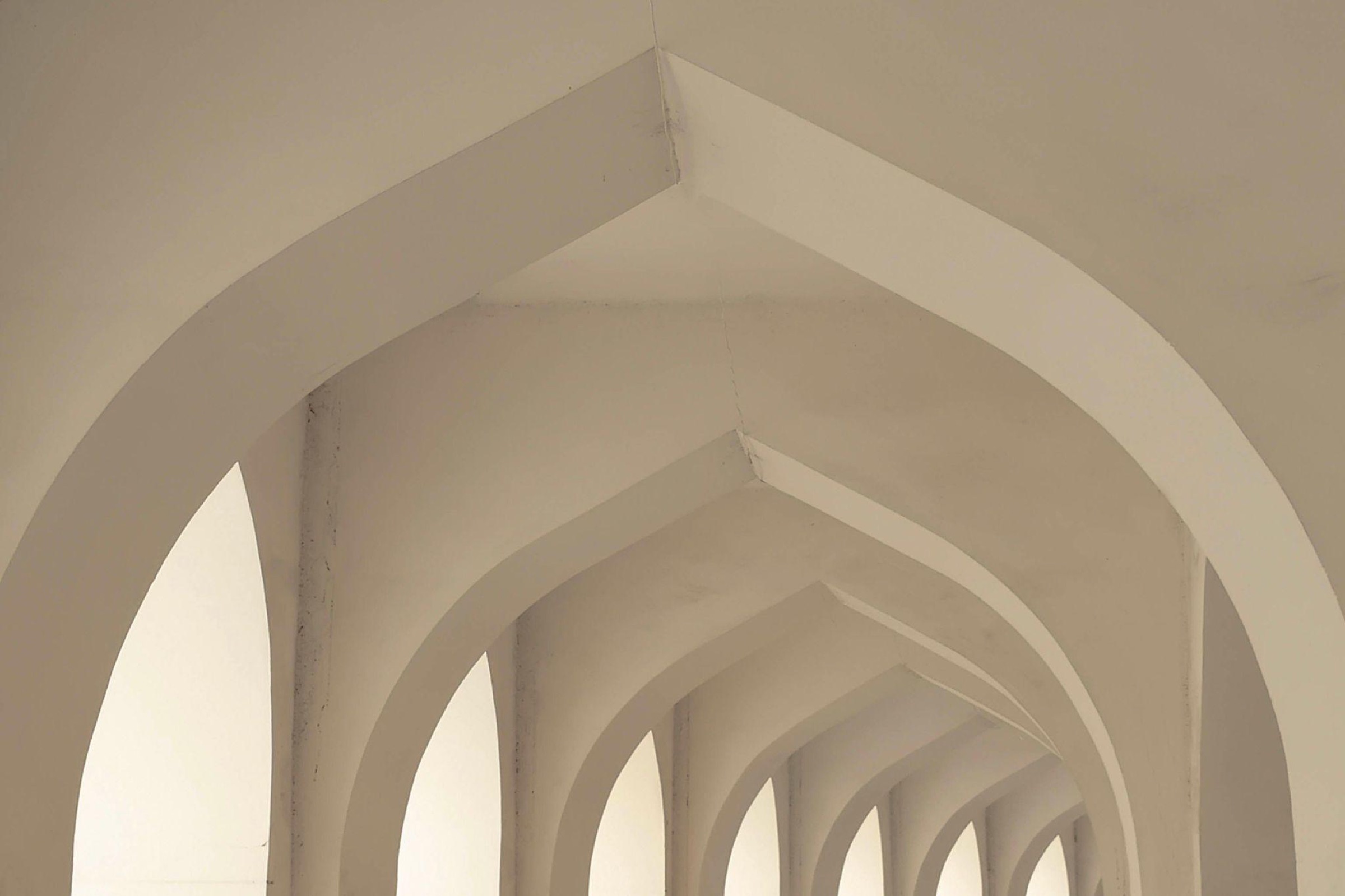 White pointed arches